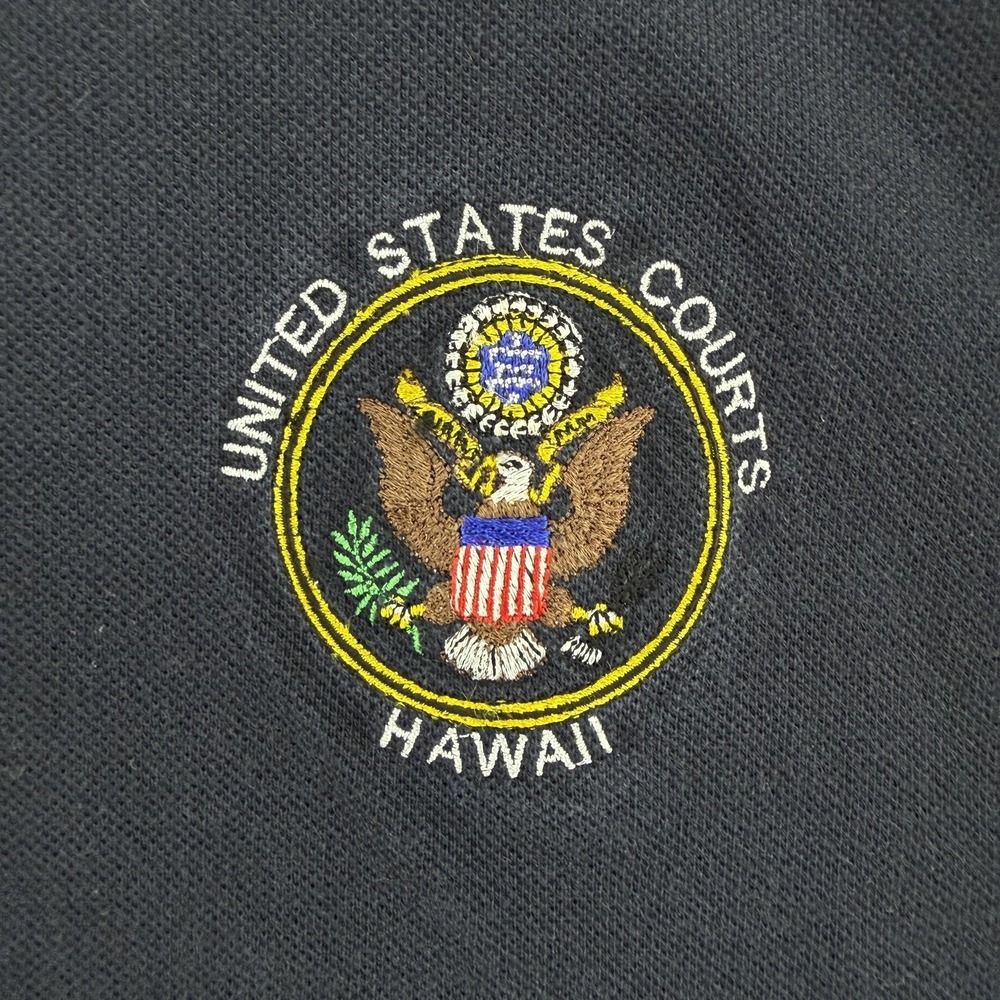 Cross Creek Polo Shirt Mens XL Blue United States Courts Hawaii Embroidered Top